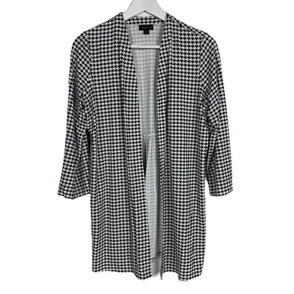 J. Jill Houndstooth Small Black and Cream Open Front Cardigan - Picture 3 of 9